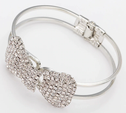Win 1 of 4 SILVER Plated CRYSTAL Bow Bracelets