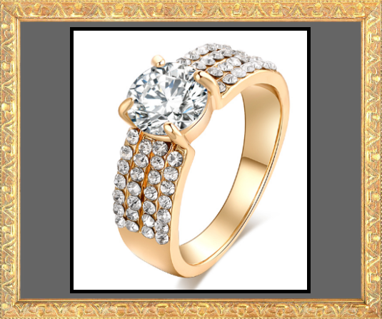 GOLD Plated CRYSTAL & CUBIC ZIRCONIA Ring (or SILVER Plated)