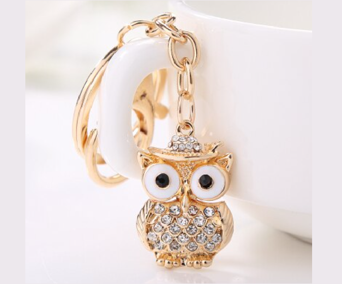 CRYSTAL Owl Keychain