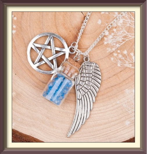 WIN 1 OF 20 Silver Plated Angel Wings & Beaded Bottle Necklaces